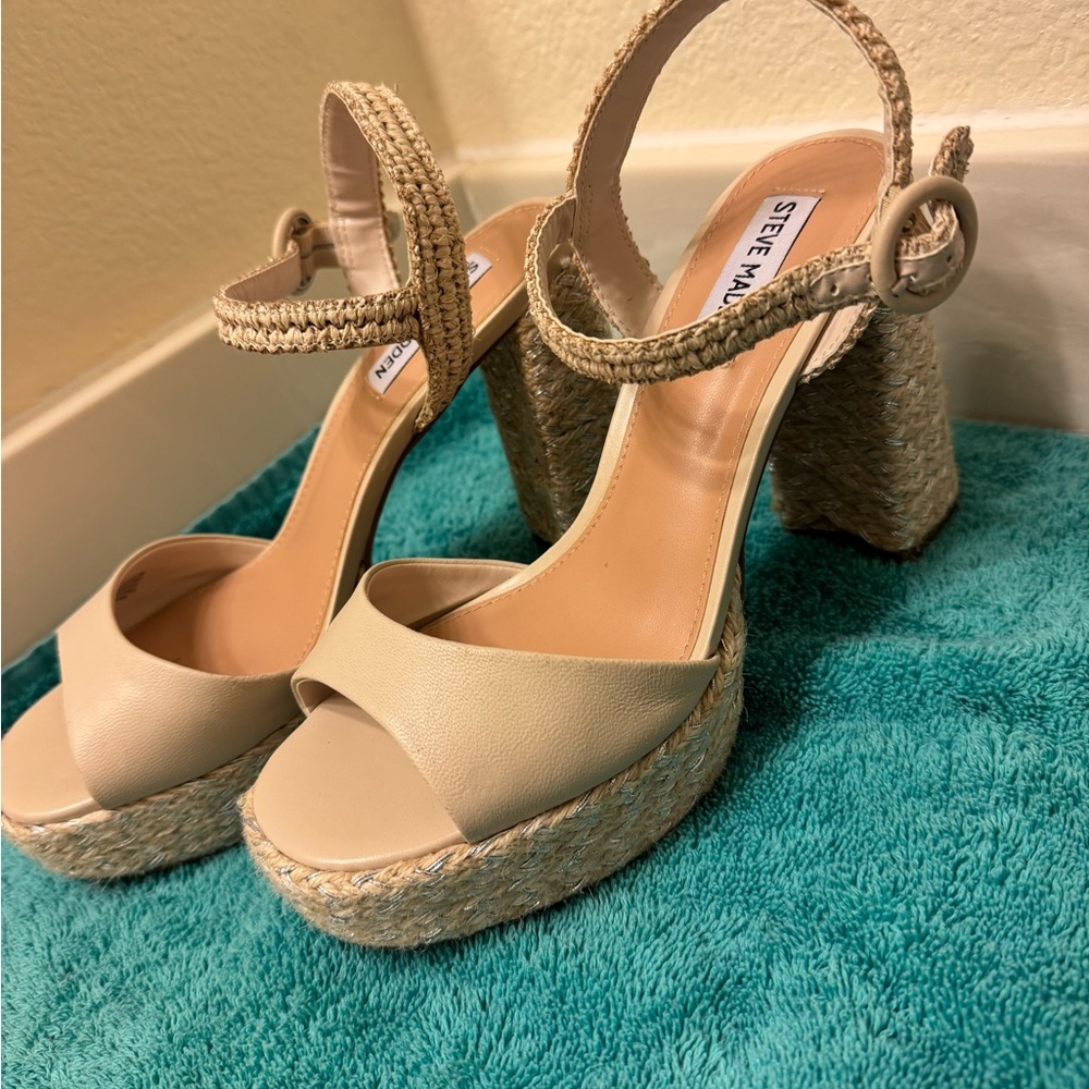 Steve Madden Cream Espadrille Platform Shoes sz 8 - Picture 2 of 10